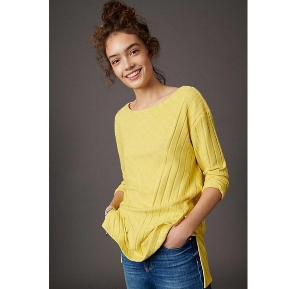 Anthropologie Maeve Devine Yellow Tunic Top Size XL - Picture 3 of 10